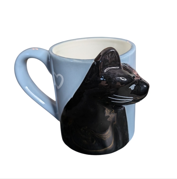 Cat Couple Set of Two Coffee Mugs Kissing Cats Pink and Blue Ceramic Mugs - Picture 9 of 16